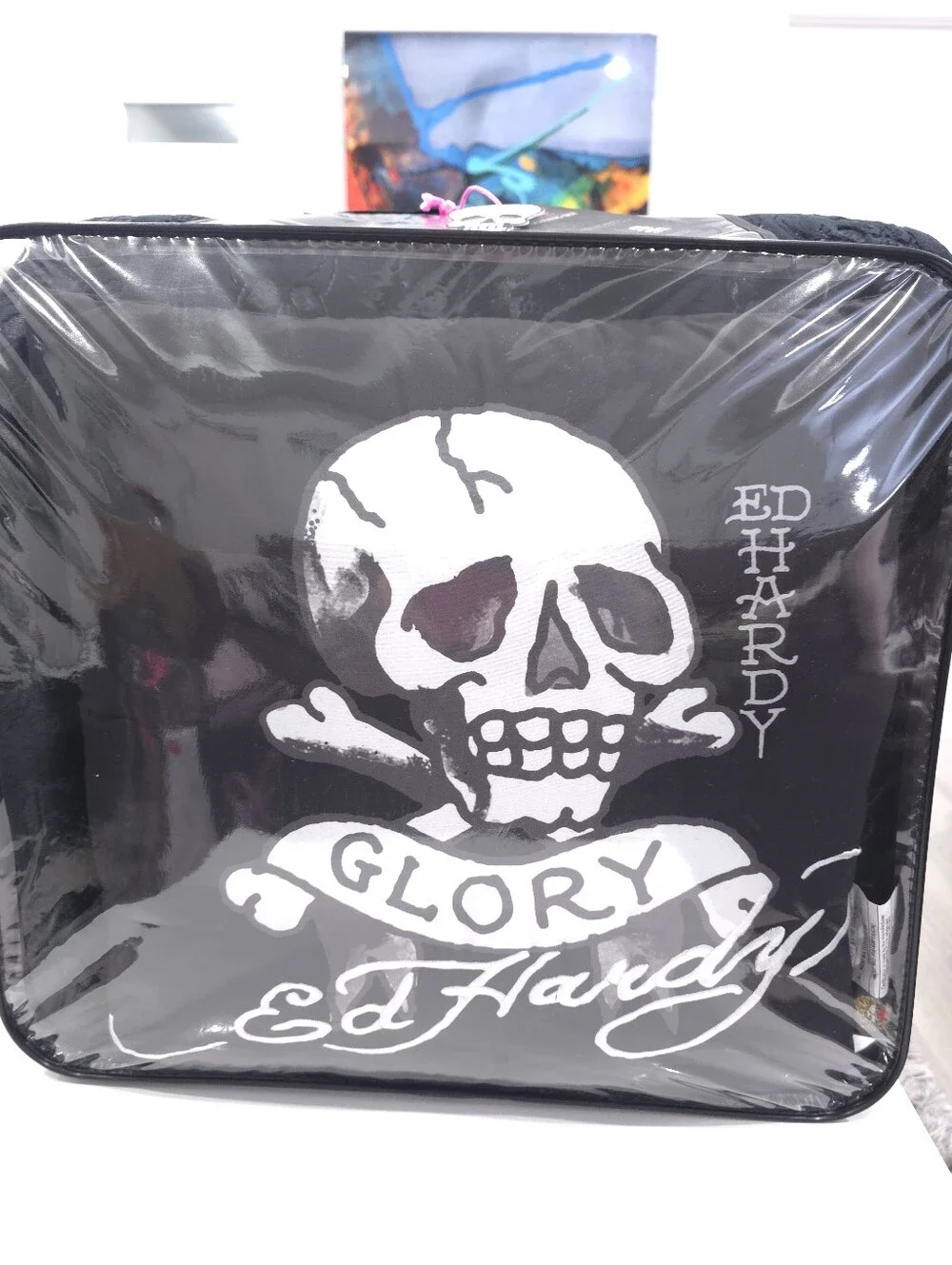 Ed Hardy KING 4-Piece Skull Embossed Black Comforter Set Set
